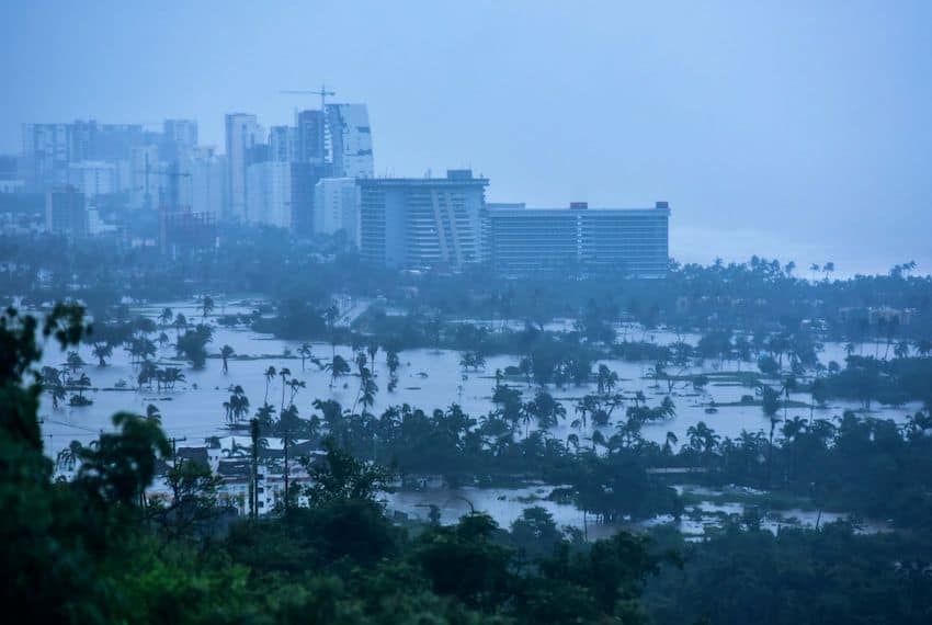 The "Diamante" resort zone of Acapulco was under water on Monday.