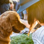 A woman and her golden retriever