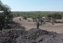 A dry water reservoir in San Miguel de Allende, Guanajuato, México