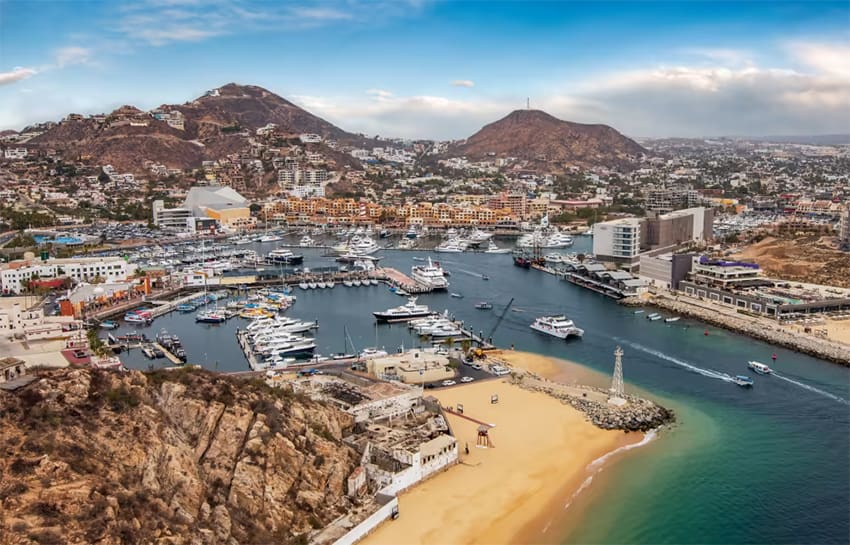 An aerial view of Cabo San Lucas, Baja California Sur.