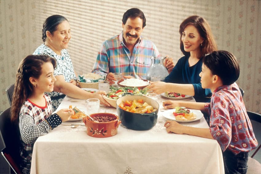 A family eating together at the table