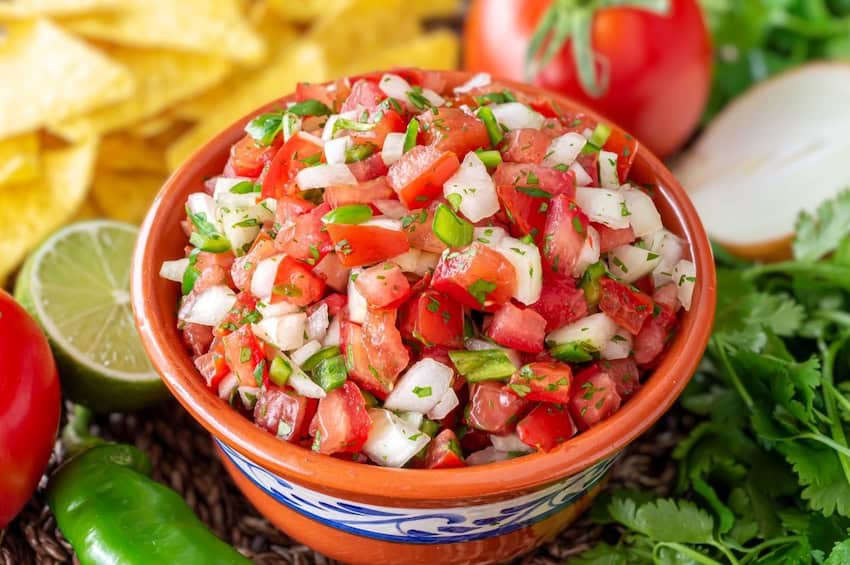 A bowl of pico de gallo.