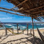 Playa Mayto in Jalisco as seen from within a beach hut. Hammock in foreground